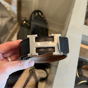 H Reversible Leather Belt Size 90